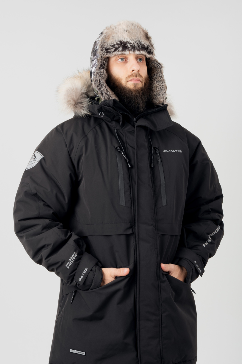 Север мембранная куртка PAYER, зимняя -45,черный