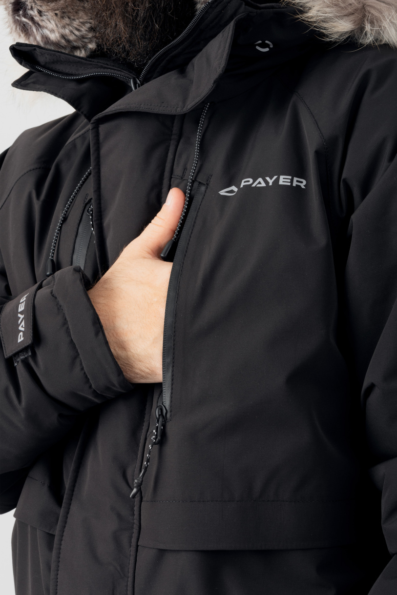 Север мембранная куртка PAYER, зимняя -45,черный